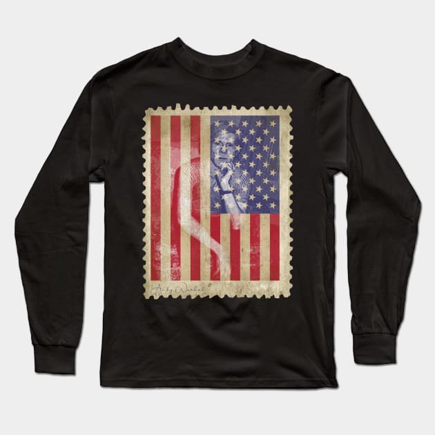 Andy Warhol USA flag Long Sleeve T-Shirt by Chillashop Artstudio